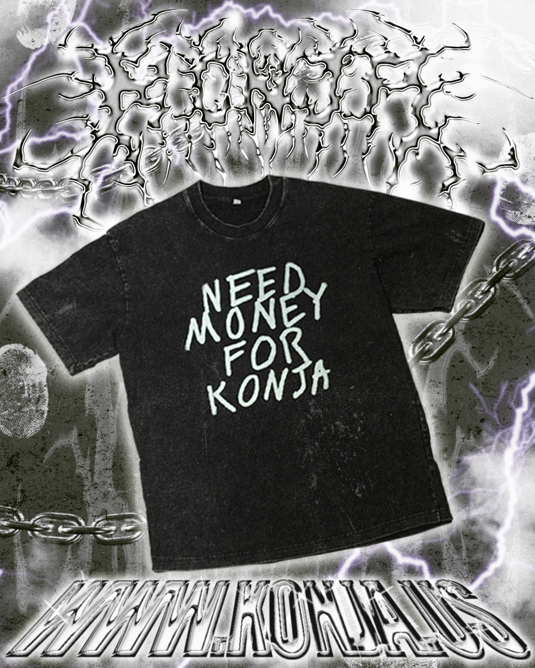 "Need Money for Konja" Limited Drop Zero - Oversized Weighted Tee